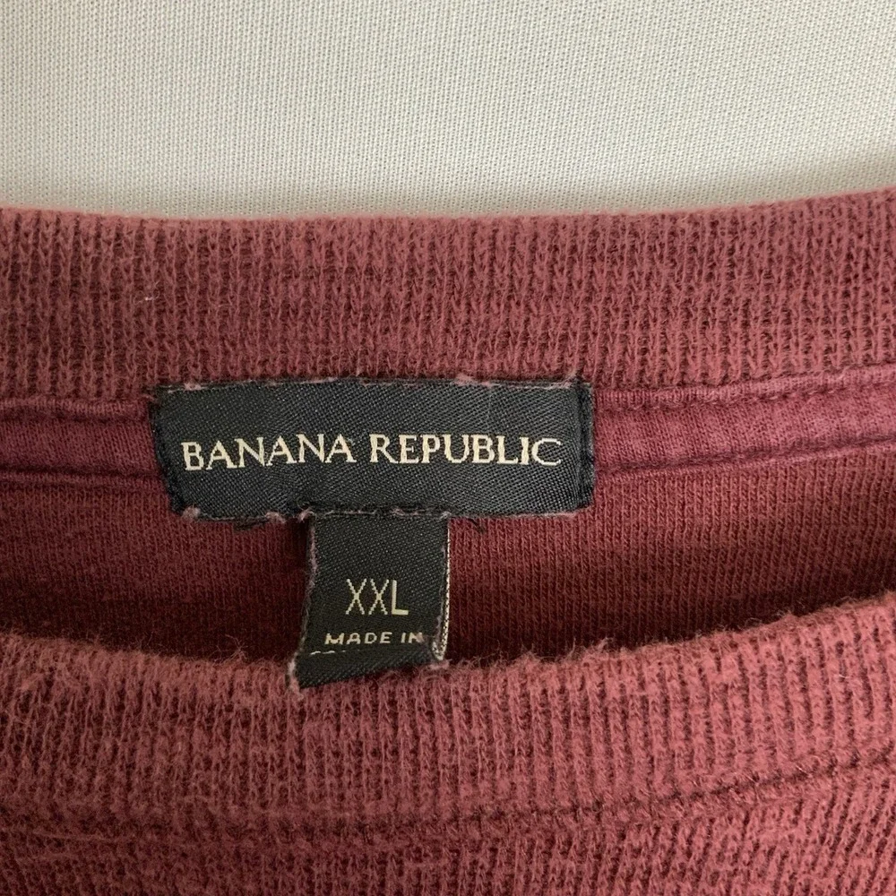 Banana Republic Sz XXL Olive Green Maroon Thermal Long Sleeve Waffle Knit Shirts